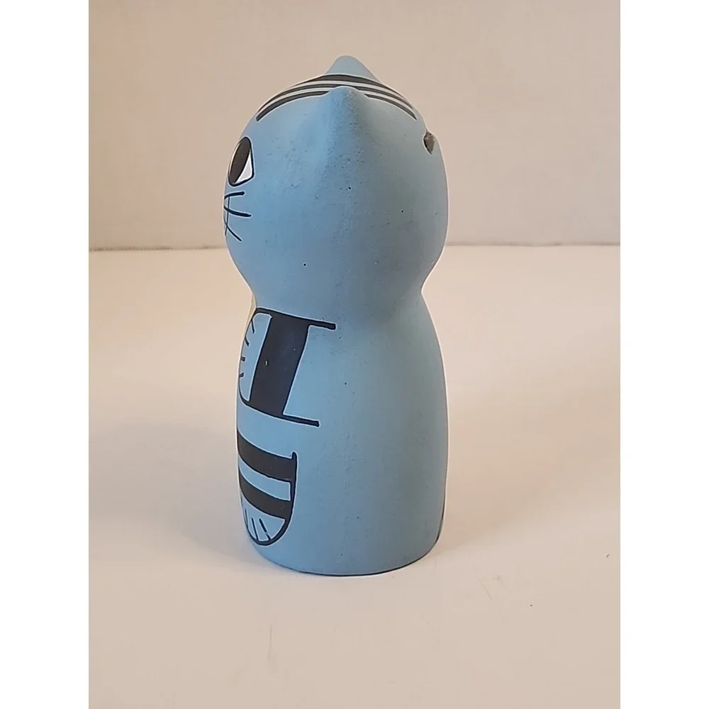 Vintage Ceramic Blue Kitty Cat Money Bank‎ 5.25